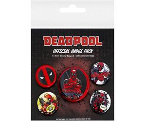 Deadpool Set of 5 Pin Badges Pack Cartoon Film Animation Official Marvel