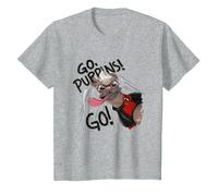 Deadpool y Wolverine se convierten en Cachorros Camiseta, Niños, Gris Jaspeado, 12 años