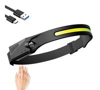 Dealeez Linterna Frontal LED Recargable USB - Lámpara de Cabeza de Alta Potencia con 5 Modos de Iluminación, Sensor de Movimiento y Diadema Ajustable para Camping, Running y Bricolaje