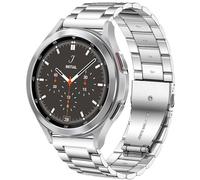 DEALELE Band Compatible for Sam Gear Sport, 20mm Metal de Acero Inoxidable Correa de Repuesto para Sam Galaxy Watch 42mm / Active Mujer Hombre, Plata