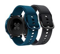 DEALELE Band Compatible for Sam Gear Sport, 20mm Silicona Transpirable Correa de Repuesto Para Galaxy Watch 42mm / Active Mujer Hombre, Negro+Azul