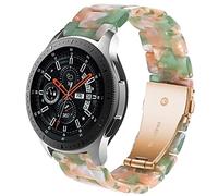 DEALELE Band Compatible for Samsung Gear S3 Frontier / Classic / Galaxy Watch 46mm, 22mm Resina con Henbilla Metálica Correa de Repuesto Para Mujer Hombre, Rosa/verde