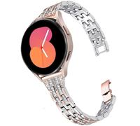 DEALELE Compatible con Galaxy Watch 42mm / Active/Active 2, 20mm Elegante Diamante Acero Inoxidable Metal Correa de Repuesto para Samsung Gear Sport/Huawei Watch GT2 42mm, Plata-Oro Rosa
