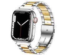 DEALELE Compatible iWatch Band Metal Acero Inoxidable Reemplazo para Correa, si es aplicable Apple Watch Series 4/3 / 2/1, Plata/Oro, 42mm/44mm