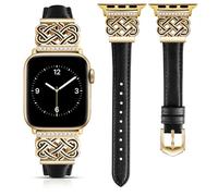 DEALELE Correa compatible con Apple Watch de 49 mm, 46 mm, 42 mm, 45 mm, 41 mm, 44 mm, 40 mm, 38 mm, correas de cuero suave con perlas brillantes para iWatch Series 11/10/9/8/7/6/5/4/3/SE/Ultra para