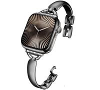 DEALELE Correa compatible con Apple Watch de 49 mm, 46 mm, 42 mm, 45 mm, 41 mm, 44 mm, 40 mm, 38 mm, pulsera de repuesto de metal con diamantes para iWatch Series 10/9/8/7/6/5/4/3/SE/Ultra para mujer