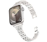 DEALELE Correa compatible con iWatch de 1.654 pulgadas, 1.614 pulgadas, 1.575 pulgadas, 1.496 pulgadas, pulsera de repuesto de metal con diamantes brillantes para Apple Watch Series
