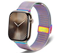 DEALELE Correa compatible con iWatch de 38 mm, 40 mm, 41 mm, correas de repuesto de malla metálica de acero inoxidable para Apple Watch Series 7 / SE / 6/5 / 4/3 para mujeres y hombres, arcoíris