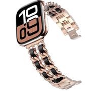 DEALELE Correa compatible con iWatch de 38 mm, 42 mm, 40 mm, 44 mm, cadena de mezclilla de acero inoxidable, de repuesto para Apple Watch Series 6/5/4/3, mujeres y hombres, color rosa negro, 38/40 mm