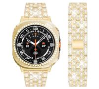 DEALELE Correa compatible con Samsung Galaxy 5 40mm / 44mm / 5 Pro 45mm, 20mm brillante diamantes de imitación pulsera de metal con reemplazo de caso protector para mujeres hombres, galaxy ultra (47mm