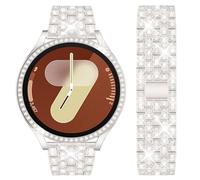 DEALELE Correa compatible con Samsung Galaxy 5 40mm / 44mm / 5 Pro 45mm, 20mm brillante diamantes de imitación pulsera de metal con reemplazo de caso protector para mujeres hombres, galaxy 7 (40mm