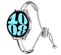 DEALELE Correa compatible con Samsung Galaxy Watch 6/6 Classic / 5/5 Pro / 4/4 Classic / 3 41 mm / Active 2, 20 mm minimalista de metal pulsera de repuesto para Huawei GT2 42 mm / GT3 42 mm, plata