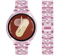 DEALELE Correa compatible con Samsung Galaxy Watch 7/6/5/4 de 40 mm, 44 mm, 5 Pro de 45 mm, 20 mm, correas de metal con diamantes de imitación brillantes con funda protectora de policarbonato de