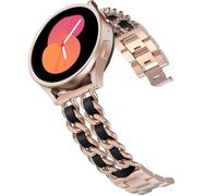 DEALELE Correa compatible con Samsung Galaxy Watch 7 / FE / 6/6 Classic / 5/5 Pro / 4/4 Classic / 3 de 41 mm, 20 mm de metal con correas de cadena de cuero para Huawei GT3 / GT2 de 42 mm para mujeres