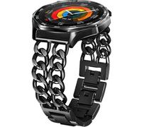 DEALELE Correa Compatible con Samsung Gear S3 Frontier/Classic/Galaxy Watch 46mm / Huawei GT2 46mm, Pulsera de Reemplazo de Cadena Acero Inoxidable Metal 22mm, Negro