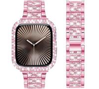 DEALELE Correa y funda compatible con Apple Watch Series 11/10 de 42 mm, pulsera de metal con diamantes de imitación brillantes con funda protectora de repuesto para iWatch 11/10 de 42 mm, para