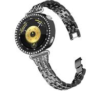 DEALELE Correa y funda compatible con Huawei Watch GT5 Pro de 42 mm / GT6 / GT5 / GT4 de 41 mm, 18 mm, pulsera de metal con diamantes de imitación brillantes con funda protectora brillante de repuesto