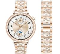 DEALELE Correa y funda compatible con Huawei Watch GT5 Pro de 42 mm / GT6 / GT5 / GT4 de 41 mm, 18 mm, pulsera de metal con diamantes de imitación brillantes con funda protectora brillante de repuesto