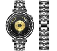 DEALELE Correa y funda compatible con Huawei Watch GT5 Pro de 42 mm / GT6 / GT5 / GT4 de 41 mm, 18 mm, pulsera de metal con diamantes de imitación brillantes con funda protectora brillante de repuesto
