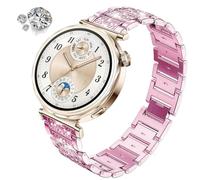 DEALELE Correa y funda compatible con Huawei Watch GT5 Pro de 42 mm / GT6 / GT5 / GT4 de 41 mm, 18 mm, pulsera de metal con diamantes de imitación brillantes con funda protectora brillante de repuesto