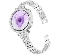 DEALELE Correa y funda compatible con Huawei Watch GT5 Pro de 42 mm / GT6 / GT5 / GT4 de 41 mm, 18 mm, pulsera de metal con diamantes de imitación brillantes con funda protectora brillante de repuesto