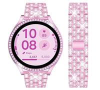 DEALELE Correa y funda compatible con Samsung Galaxy Watch 7/6/5/4 de 40 mm, 44 mm, FE 40 mm, 5 Pro de 45 mm, 20 mm, bandas de metal con diamantes de imitación brillantes con funda protectora de