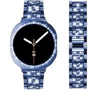DEALELE Correa y funda compatible con Samsung Galaxy Watch 8 de 40 mm/44 mm, pulsera de metal con diamantes de imitación brillantes con funda protectora brillante de repuesto para mujeres y hombres