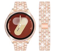 DEALELE Correa y funda compatible con Samsung Galaxy Watch 8 de 40 mm/44 mm, pulsera de metal con diamantes de imitación brillantes con funda protectora brillante de repuesto para mujeres y hombres
