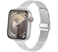 DEALELE Correas compatibles con Apple Watch de 42 mm, 41 mm, 40 mm, 38 mm, correa de repuesto delgada de malla magnética de acero inoxidable para iWatch Series 10/9/8/7/6/5/4/3/SE, mujeres y hombres
