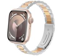 DEALELE Correas compatibles con Apple Watch de 42 mm, 41 mm, 40 mm, 38 mm, correa de repuesto delgada de metal de acero inoxidable para iWatch Series 10/9/8/7/6/5/4/3/SE para mujeres y hombres (plata