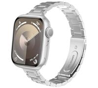 DEALELE Correas compatibles con Apple Watch de 42 mm, 41 mm, 40 mm, 38 mm, correa de repuesto delgada de metal de acero inoxidable para iWatch Series 10/9/8/7/6/5/4/3/SE para mujeres y hombres (plata)