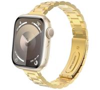DEALELE Correas compatibles con Apple Watch de 42 mm, 41 mm, 40 mm, 38 mm, correa de repuesto delgada de metal de acero inoxidable para iWatch Series 10/9/8/7/6/5/4/3/SE para mujeres y hombres (dorado