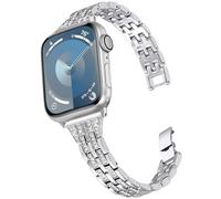 DEALELE Correas compatibles con Apple Watch de 49 mm, 46 mm, 45 mm, 44 mm, 42 mm, correa de repuesto de metal con diamantes brillantes para iWatch Series 10/9/8/7/6/5/4/3/SE/Ultra para mujeres y