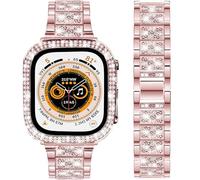DEALELE Correas compatibles con Apple Watch Ultra 2 / Ultra de 49 mm, correa de metal con diamantes de imitación brillantes con funda protectora de repuesto para iWatch Series 10/9/8 Ultra (49 mm,