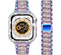 DEALELE Correas compatibles con Apple Watch Ultra 3/2/1 de 49 mm, correa de metal con diamantes de imitación brillantes con funda protectora de repuesto para iWatch Series 11/10/9/8 Ultra (49 mm