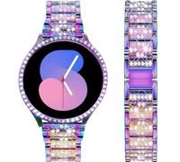 DEALELE Correas compatibles con Samsung Galaxy Watch 5/4 de 44 mm, 20 mm, correa de metal delgada con diamantes de imitación con funda protectora de repuesto y funda de reloj para mujeres y hombres