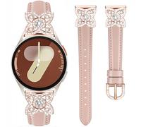 DEALELE Correas compatibles con Samsung Galaxy Watch 7 / FE / 6/6 Classic / 5/5 Pro / 4/4 Classic / 3 41 mm, 20 mm Bling Flower Diamond Correa de cuero para Huawei GT3 / GT2 42 mm para mujeres y