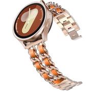 DEALELE Correas compatibles con Samsung Galaxy Watch 7 / FE / 6/6 Classic / 5/5 Pro / 4/4 Classic / 3 de 41 mm, 20 mm de metal con correa de cadena de cuero para Huawei GT3 / GT2 de 42 mm para mujeres