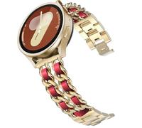 DEALELE Correas compatibles con Samsung Galaxy Watch 7 / FE / 6/6 Classic / 5/5 Pro / 4/4 Classic / 3 de 41 mm, 20 mm de metal con correa de cadena de cuero para Huawei GT3 / GT2 de 42 mm para mujeres
