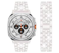 DEALELE Correas compatibles con Samsung Galaxy Watch 7 Ultra (47 mm), correa de repuesto de metal con diamantes de imitación brillantes para mujeres y hombres, Starlight