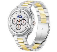 DEALELE Correas compatibles con Samsung Galaxy Watch 8 (40 mm/44 mm) / 8 Classic (46 mm), correa de repuesto de metal de acero inoxidable sólido para mujeres y hombres, plateado y dorado