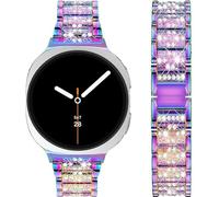 DEALELE Correas compatibles con Samsung Galaxy Watch 8 de 40 mm, 44 mm, 8 Classic de 46 mm, pulsera de repuesto de metal con textura S de diamantes de imitación brillantes para mujeres y hombres