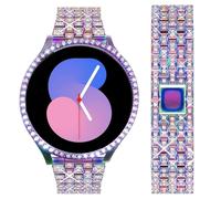 DEALELE Correas compatibles con Samsung Galaxy Watch FE / 5/4 de 40 mm, 20 mm, correa de metal con diamantes de imitación brillantes con funda protectora de repuesto y funda de reloj para mujeres y