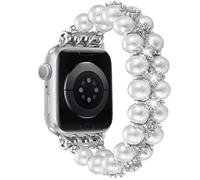 DEALELE Correas de perlas compatibles con Apple Watch de 49 mm, 46 mm, 42 mm, 45 mm, 41 mm, 44 mm, 40 mm, 38 mm, pulsera elástica con cuentas de perlas para iWatch 10, 9, 8, 7, 6, 5, 4, 3, SE Ultra