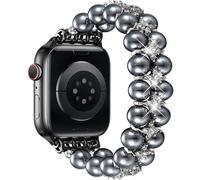 DEALELE Correas de perlas compatibles con Apple Watch de 49 mm, 46 mm, 42 mm, 45 mm, 41 mm, 44 mm, 40 mm, 38 mm, pulsera elástica con cuentas de perlas para iWatch 10, 9, 8, 7, 6, 5, 4, 3, SE Ultra