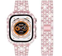 DEALELE Correas y funda compatibles con Apple Watch de 49 mm, 46 mm, 42 mm, 45 mm, 41 mm, 44 mm, 40 mm, 38 mm, correa de metal brillante con funda protectora para iWatch Series 10/9/8/7/6/5/4/3/SE