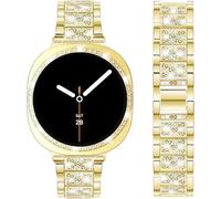 DEALELE Correas y funda compatibles con Samsung Galaxy Watch 8 de 44 mm, correa de metal delgada con diamantes de imitación con funda protectora de diamante de repuesto para mujeres y hombres (44 mm