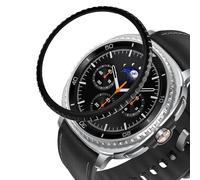 DEALELE Cubierta de bisel compatible con Samsung Galaxy Watch 8 Classic (46 mm), marco de metal de aleación ultrafina, anillo de bisel, cubierta adhesiva, accesorio protector antiarañazos (negro)