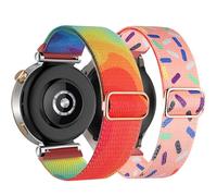 DEALELE Paquete de 2 correas compatibles con Huawei Watch GT5 Pro de 42 mm, GT5, GT4 de 41 mm, Garmin Venu 3S, Forerunner 265S, Fossil Gen 6, correa elástica de nailon de 18 mm, arcoíris fluido +