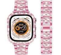 DEALELE Pulsera compatible con iWatch de 40 mm, 44 mm, 41 mm, 45 mm, 49 mm, con brillantes, diamantes de imitación, metal, con funda protectora, repuesto para Apple Watch Series 9/8/7/6/5/4/SE/Ultra